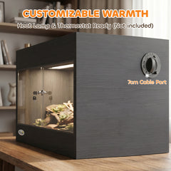 PawHut Reptile Terrarium, Reptile Vivarium with Glass Doors, Secure Lock, Top Ventilation for Snake, Gecko, 60x45x45cm, Black