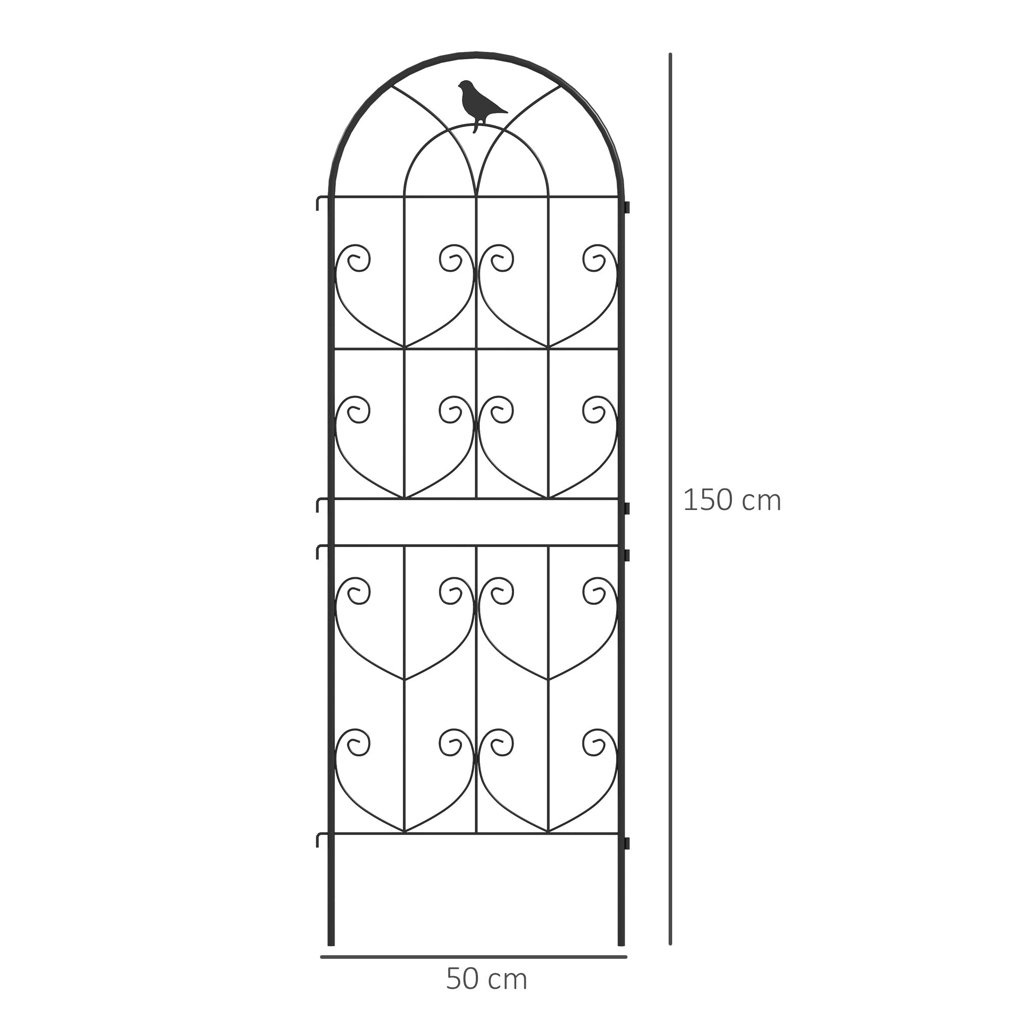 Outsunny Set of 2 Garden Trellis, Metal Fence Panels for Climbing Outdoor Plants, Flowers, 150 x 50cm