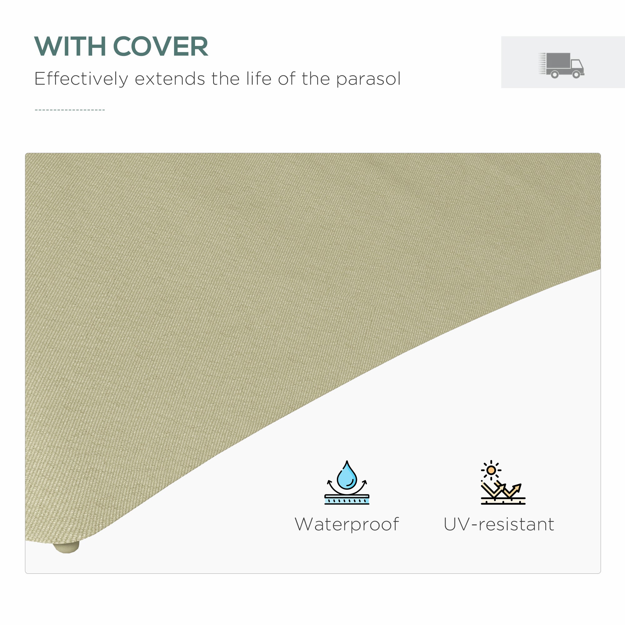 Outsunny 3(m) Solar LED Cantilever Parasol - Beige