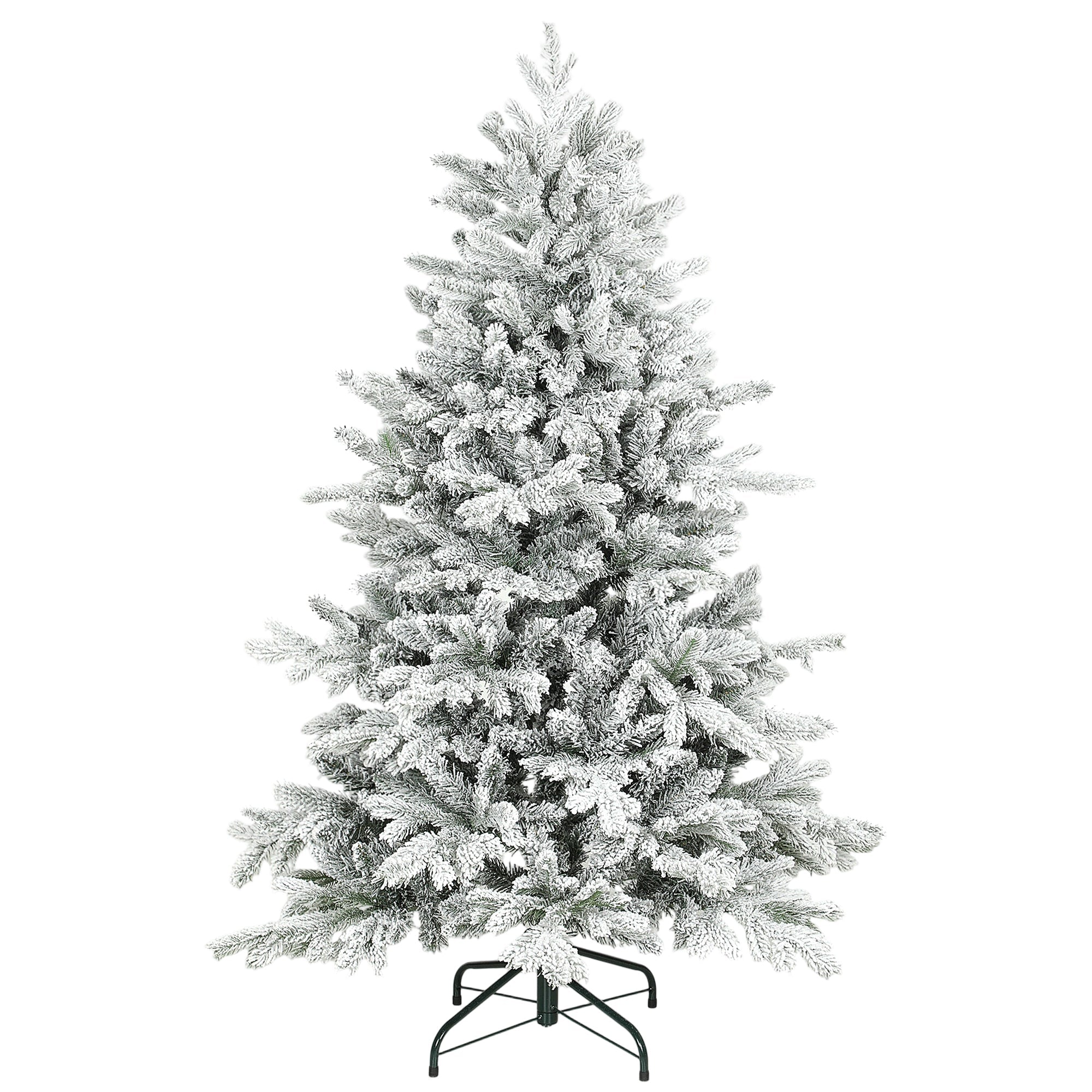HOMCOM 5ft Snow Flocked Artificial Christmas Tree