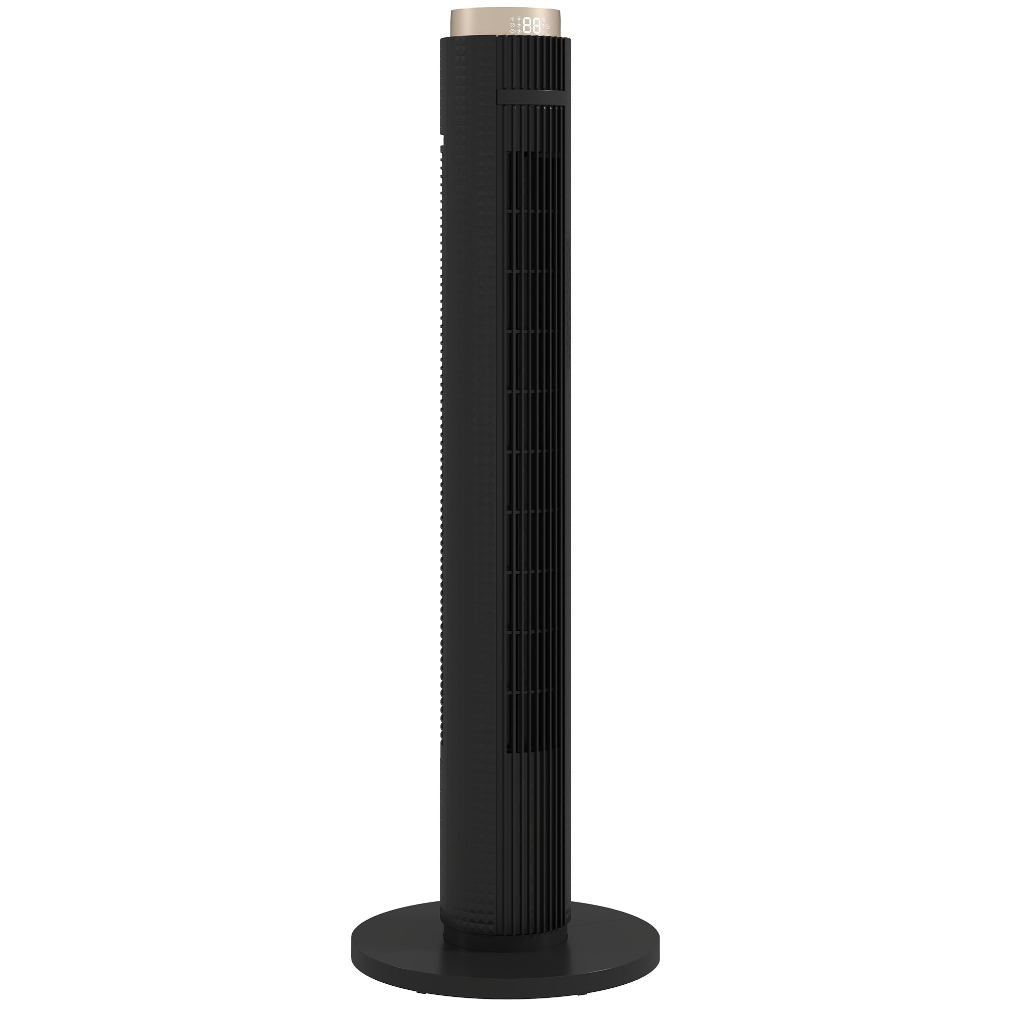 HOMCOM Tower Fan with WiFi App Control, Standing Floor Fan with 3 Speed 4 Modes, 12 Hour Timer and Night Light Black