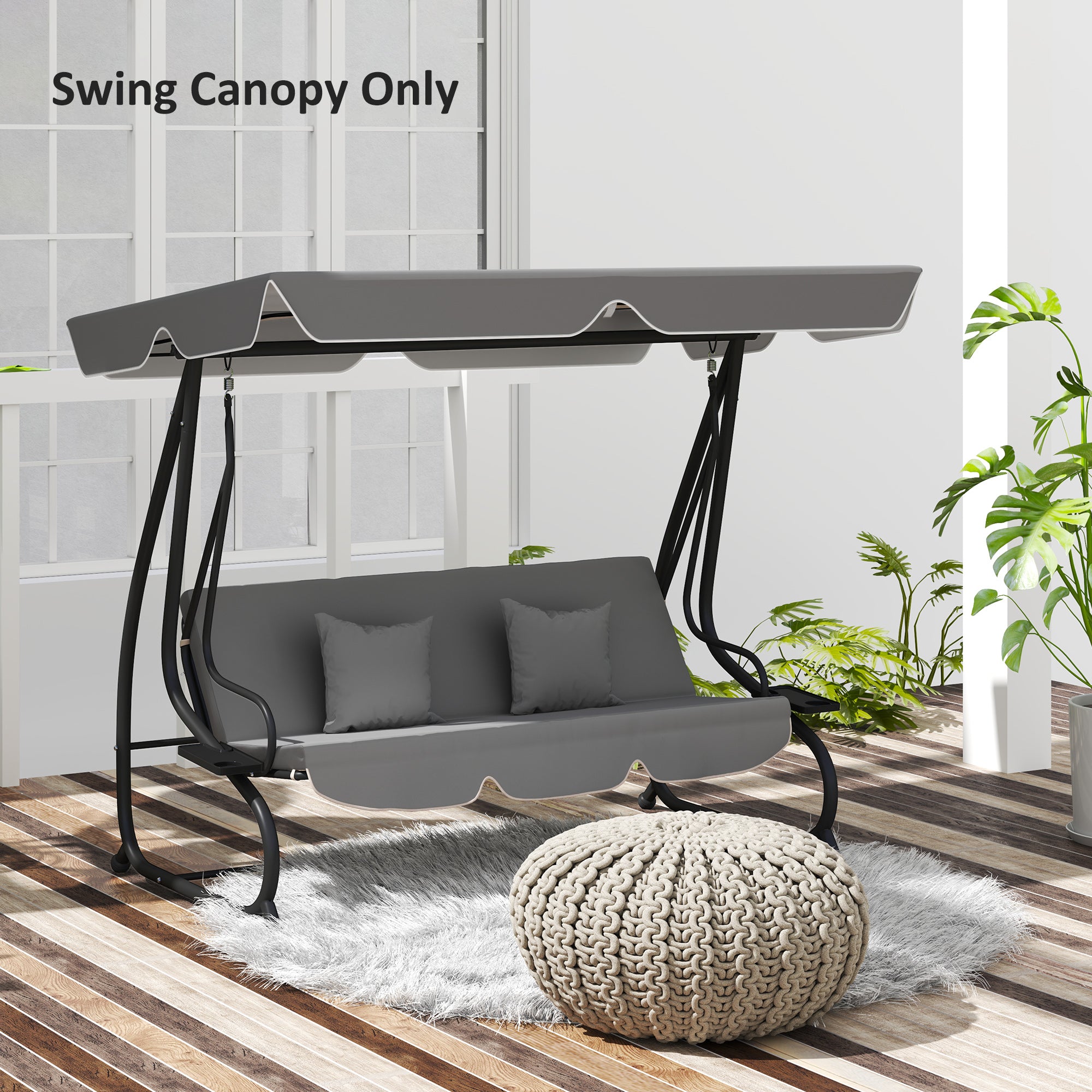 Outsunny 145 x 200Wcm Swing Chair Canopy Replacement - Dark Grey