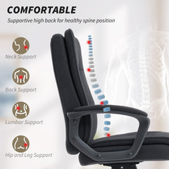 HOMCOM Linen-Look Double-Padded Office Chair - Black