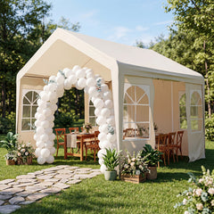3M x 3M Outdoor Heavy-duty Canopy Tent with 4 Removable Sidewalls and Windows-Beige