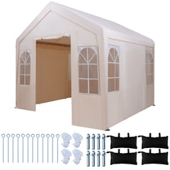 3M x 3M Outdoor Heavy-duty Canopy Tent with 4 Removable Sidewalls and Windows-Beige