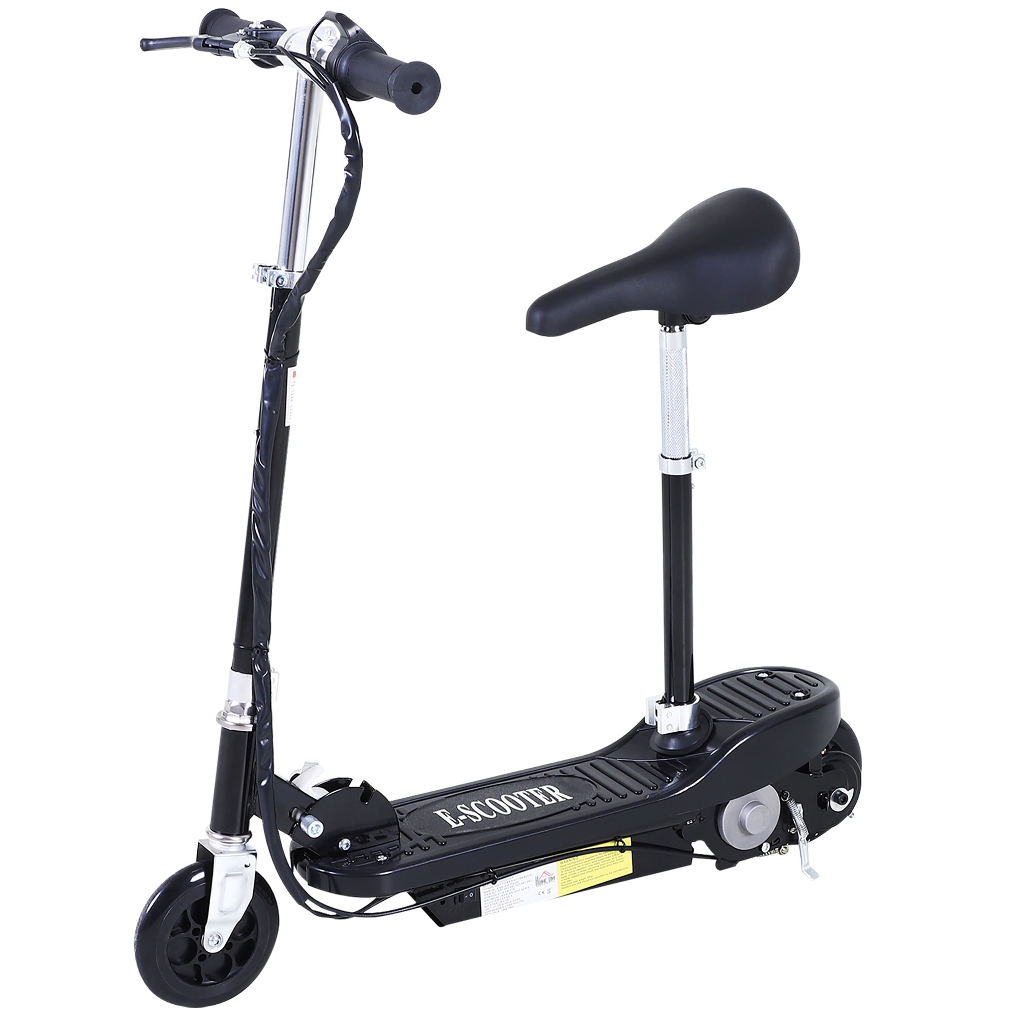 HOMCOM Powered E-Scooter Ride-On, with Brakes, Adjustable Seat, Adjustable Handlebars, Black