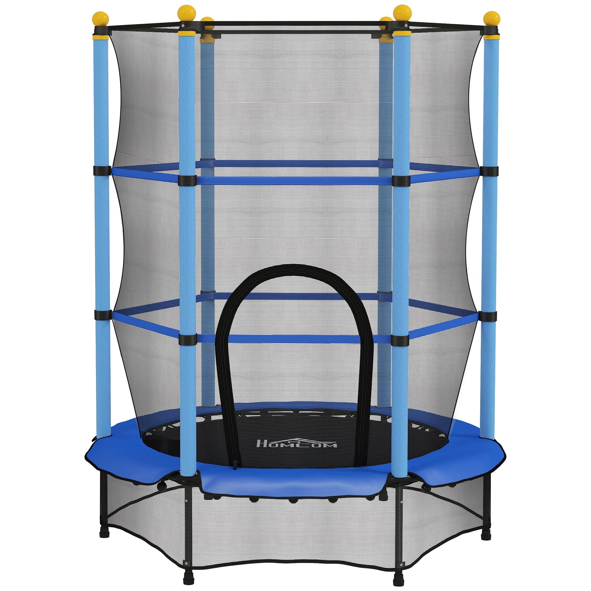 HOMCOM 4.6FT/55" Kids Trampoline with Safety Enclosure, Outdoor Indoor Use, for Ages 3-10 Years, Blue