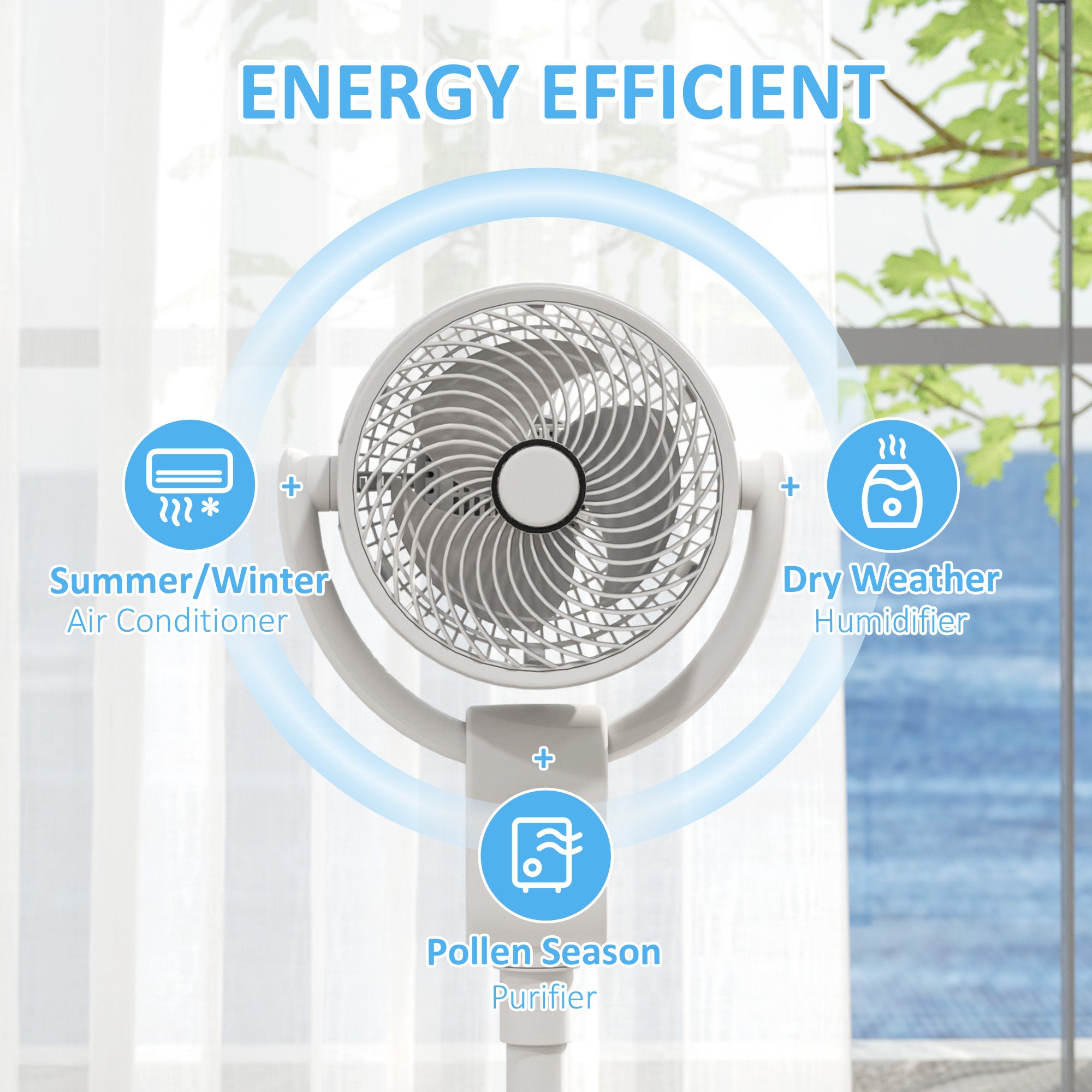 HOMCOM Pedestal Air Circulation Fan with Oscillating, White