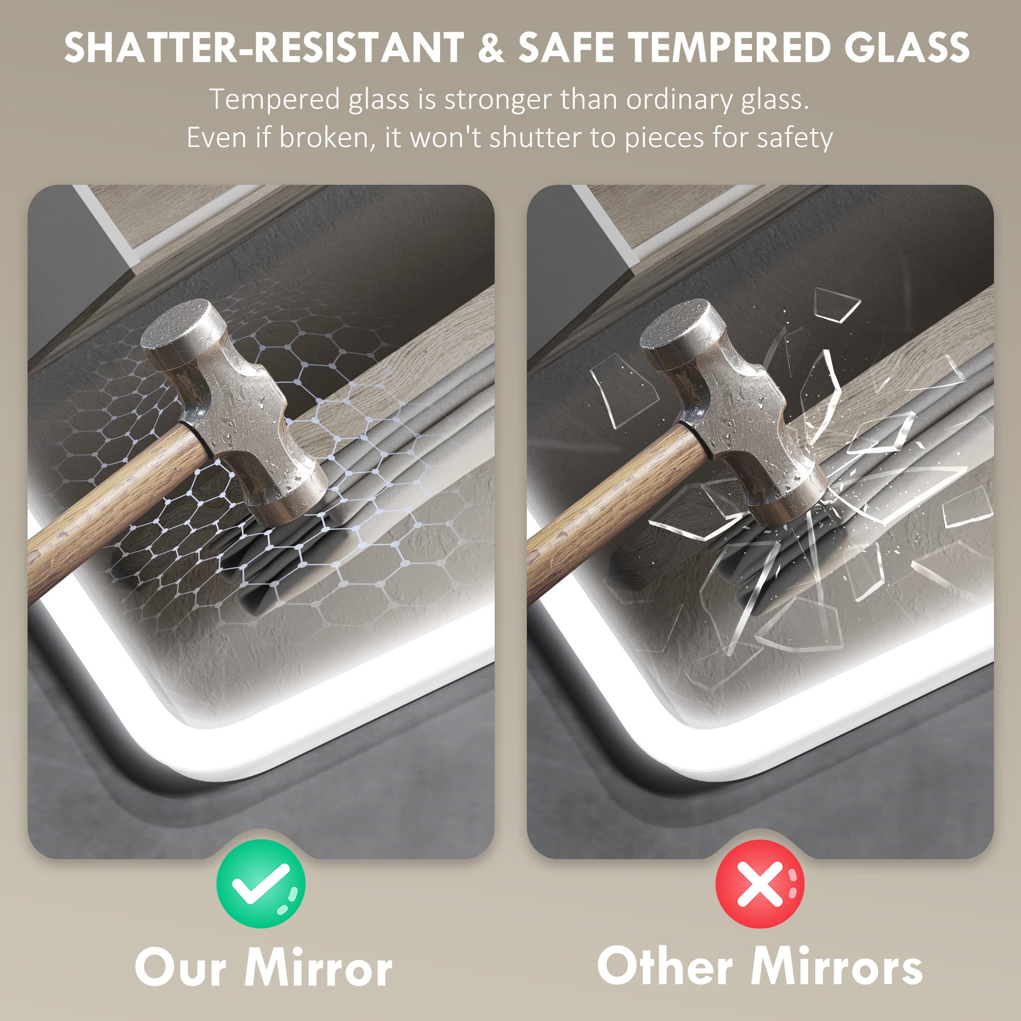 HOMCOM 80 x 60cm LED Bathroom Mirror, with Bluetooth - Silver Tone