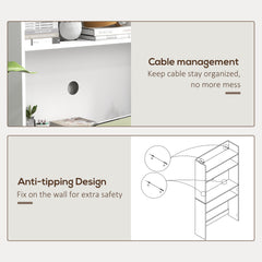 HOMCOM Foldable Desktop, Computer Desk with Storage Shelves, 80 x 69 x 155 cm, White
