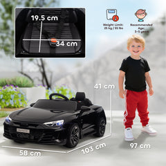 HOMCOM Audi Licensed 12V Kids Electric Ride-On, with Remote Control, Suspension System, Lights, Music, Motor - Black