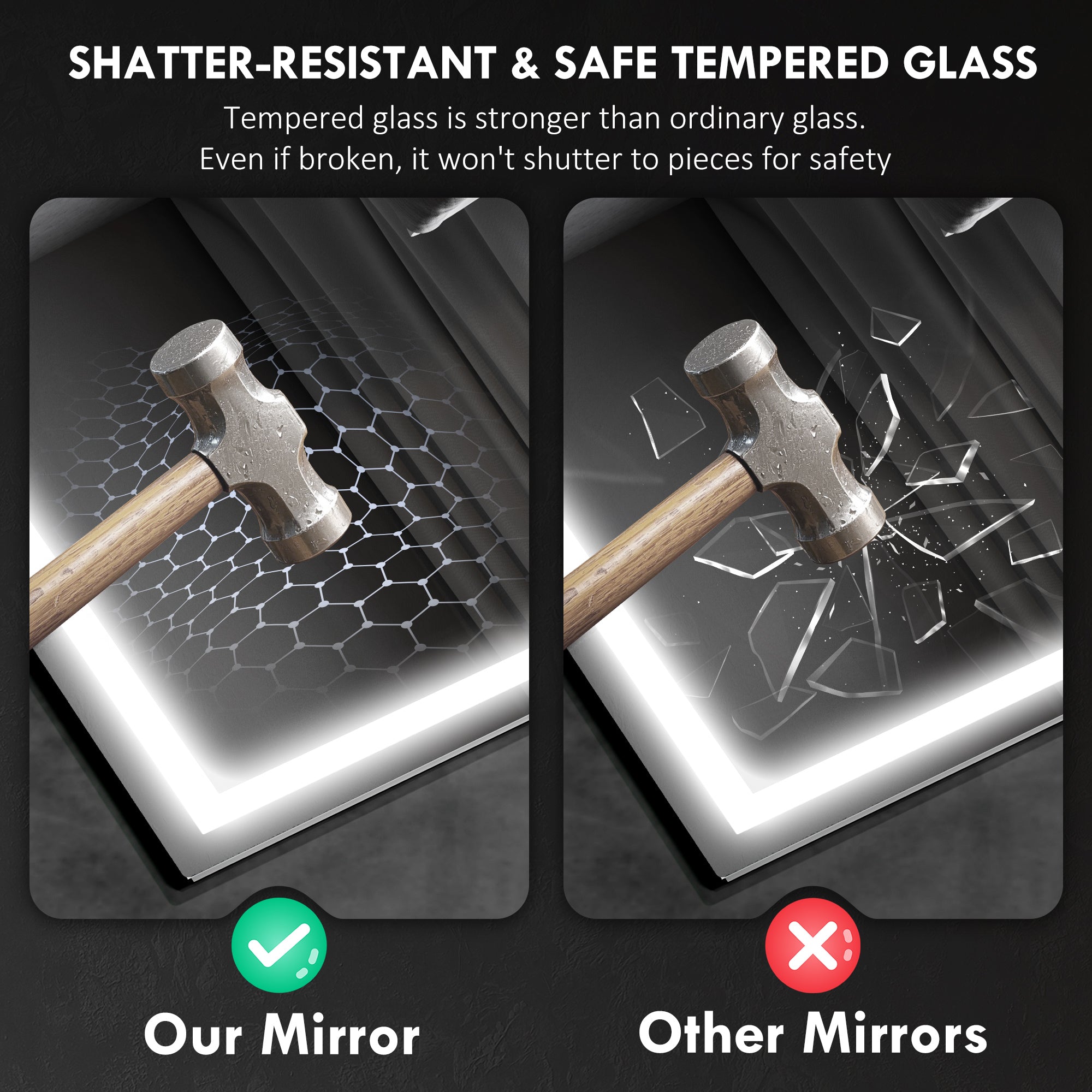 HOMCOM 60 x 80 cm Anti-Fog LED Bathroom Mirror, with Bluetooth - Silver Tone