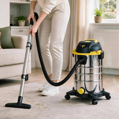 HOMCOM 1400W Vacuum Cleaner, 3-in-1 Wet and Dry Vacuum Cleaner with Blowing Mode and 30L Stainless Steel Tank, Silver Tone