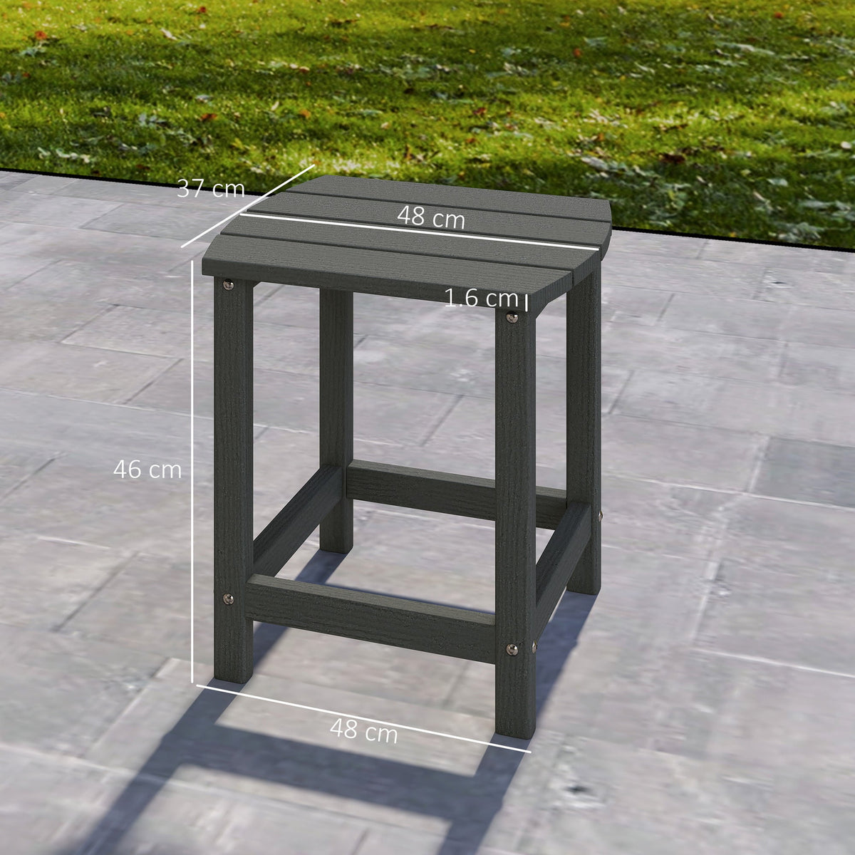 Outsunny Outdoor Side Table, Garden Coffee Table, All-Weather Adirondack Side Table for Garden, Beach, Indoor Outdoor, Grey