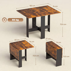 HOMCOM Folding Dining Table, Space-Saving Drop Leaf Kitchen Table for 4-6 People Rustic Brown