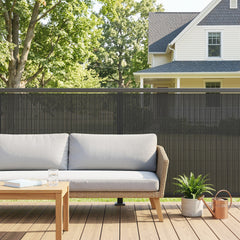 Outsunny 2Pcs Plastic Privacy Screening Fence, 1m x 3 m Waterproof Windbreak Fence, Dark Grey