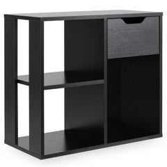 3-Cube Wooden Storage Shelf with Drawer-Black