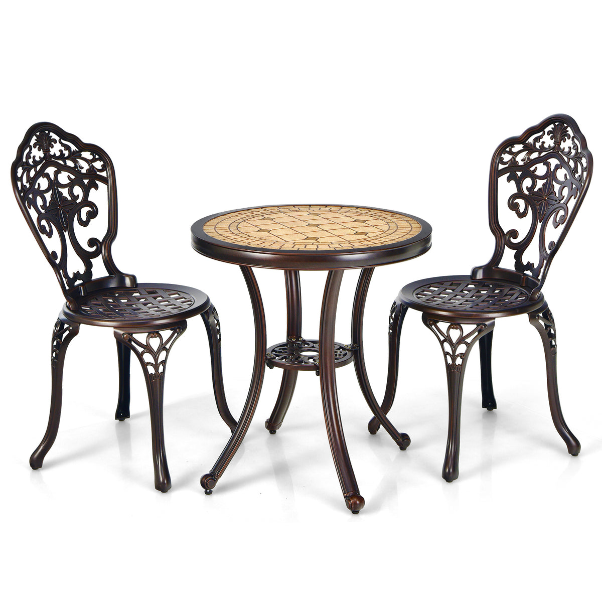 3 Pieces Patio Bistro Set for Porch Garden Poolside Backyard-Copper