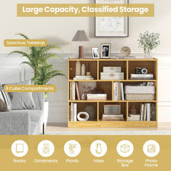 The 8 compartment bookcase shown with icons representing storage uses