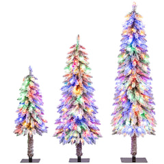 3' 4' 5' Artificial Christmas Tree Set with 115 + 207 + 275 Branch Tips and 50 + 100 + 150 Colorful LED Lights