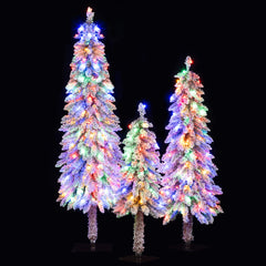 3' 4' 5' Artificial Christmas Tree Set with 115 + 207 + 275 Branch Tips and 50 + 100 + 150 Colorful LED Lights