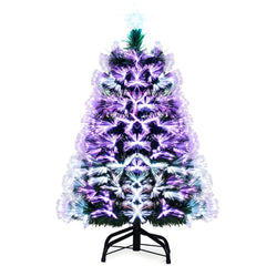 3 FT Fiber Optic Christmas Tree Artificial Pre-Lit Xmas Tree with 93 Branch Tips