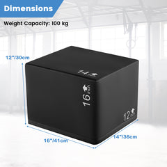3 In 1 Foam Plyometric Box with 3 Heights and Easy-to-Clean PU Cover-16 Inch