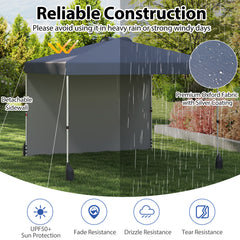 3 x 3 m Pop up Canopy Tent with 1 Sidewall Wheeled Bag-Grey
