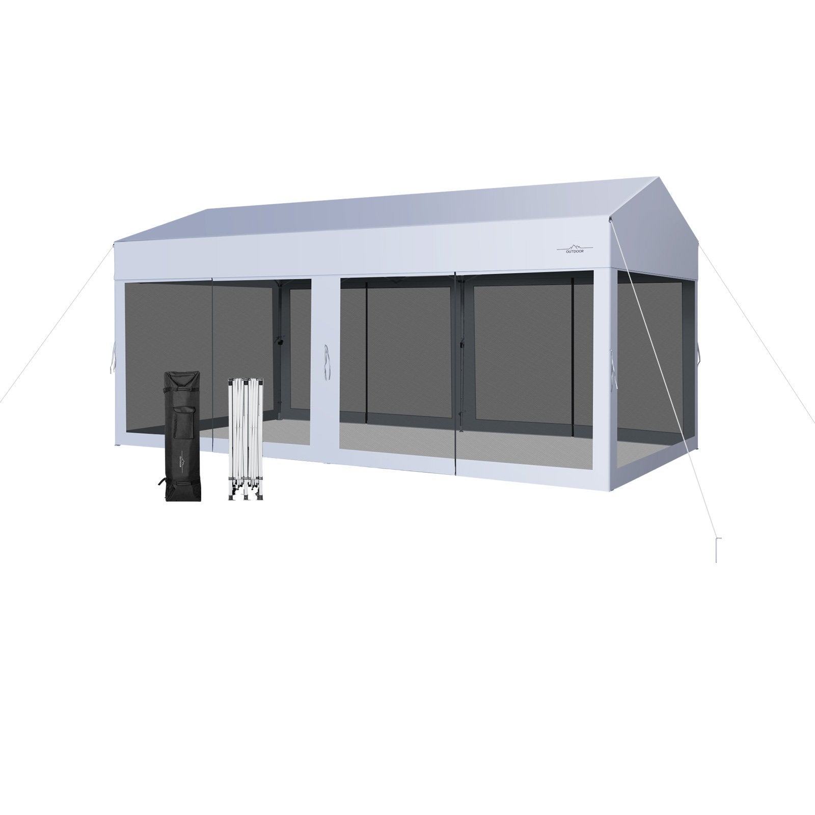 3 x 6 m Pop-Up Canopy UV Screen House Party Tent with Removable Sidewalls-White