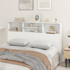 HOMCOM King-Size Headboard with Storage, Freestanding Bed Headboard with 4 Open Compartments for Bedroom, White