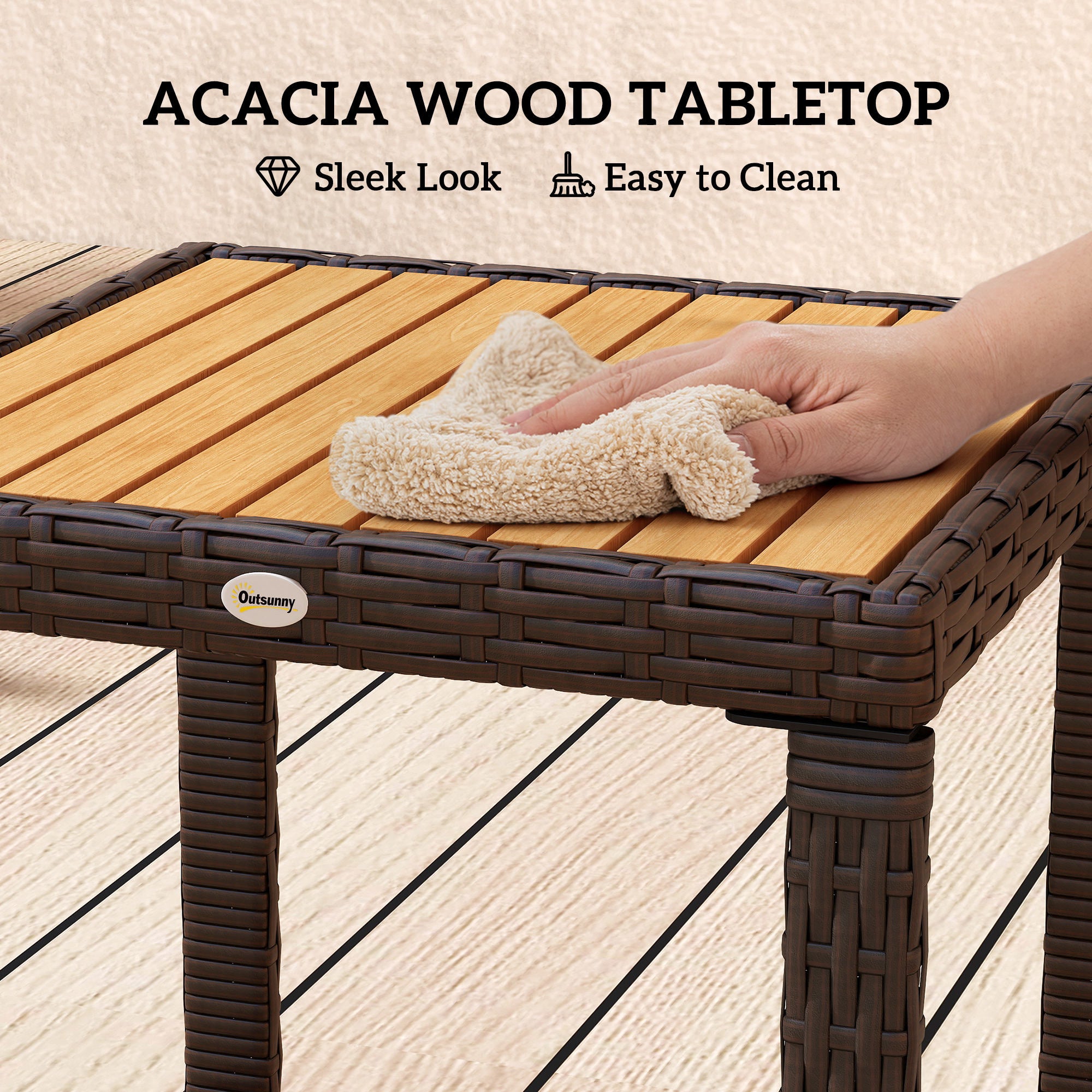 Outsunny Three-Piece Rattan Chair Set - White