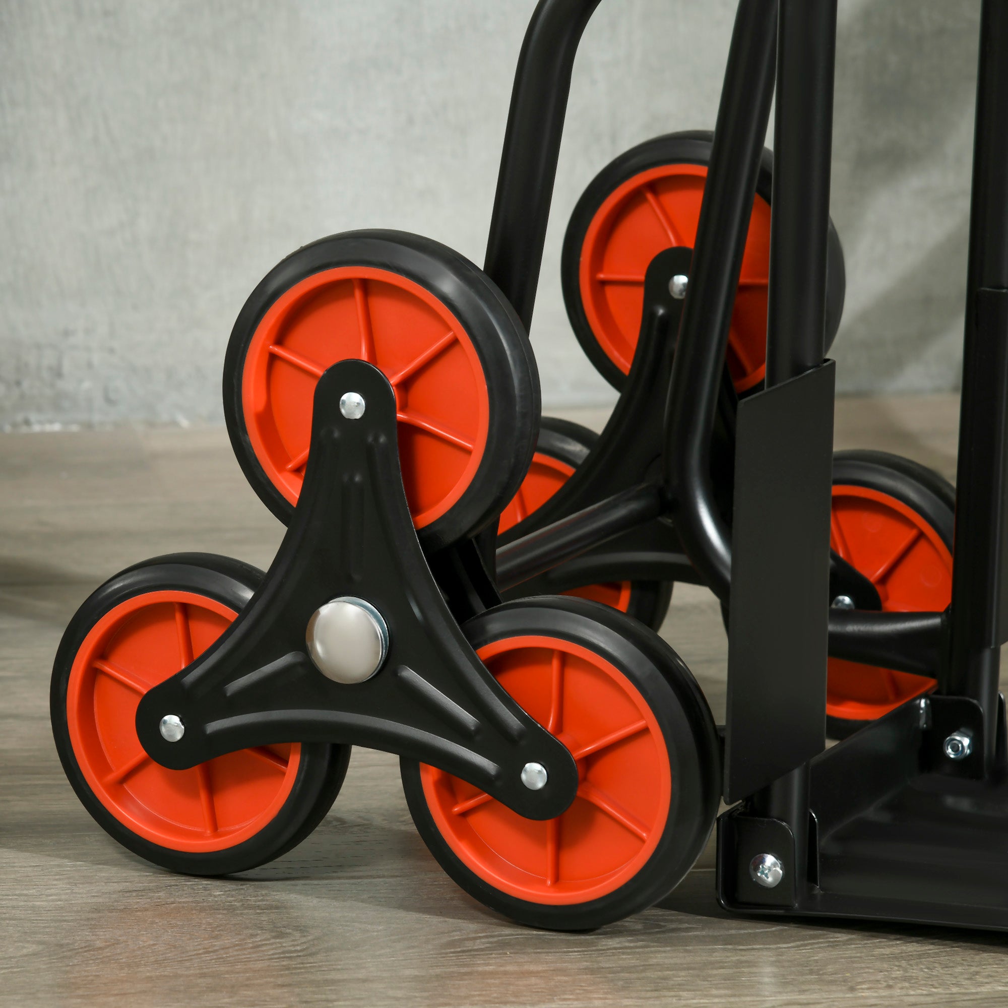 DURHAND Steel Folding Hand Truck, Heavy Duty Foldable Trolley on Wheels, Multi-Purpose Sack Truck Moving Trolley, 120kg, Red