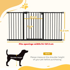 PawHut Adjustable Safety Gate w/ Three Extensions, Four Adjustable Screws, Black
