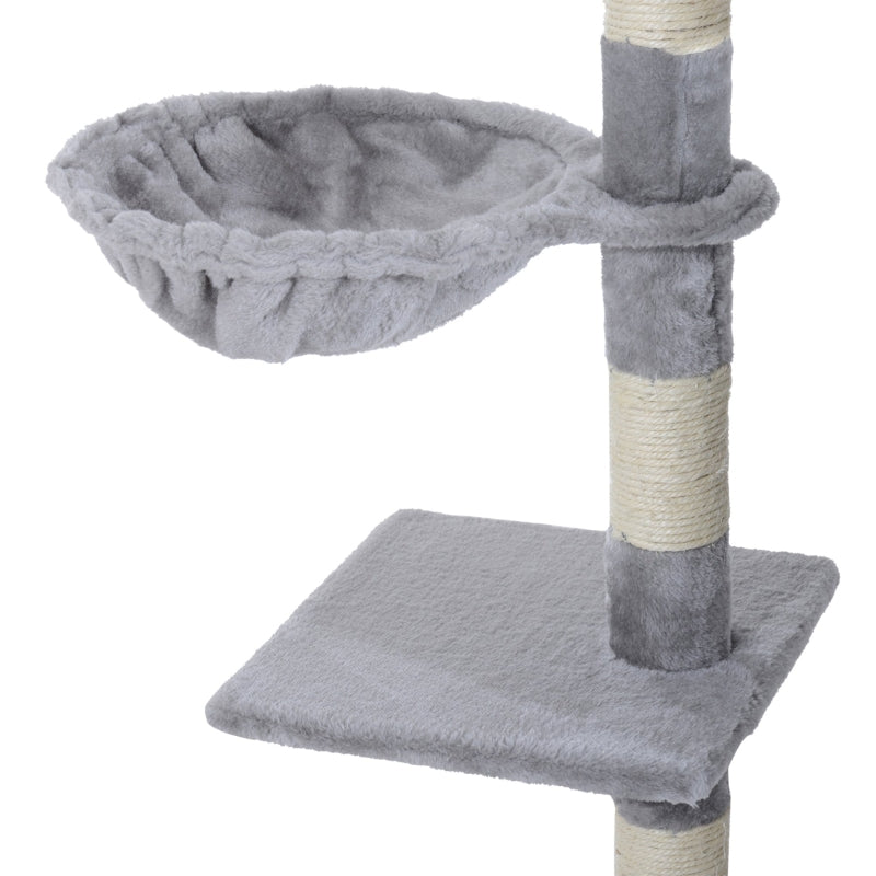 PawHut Cat Tree for Indoor Cats Kitten Scratching Post Scratch Scratcher Climb Activity Center Play House Pet Furniture 125cm (Grey)