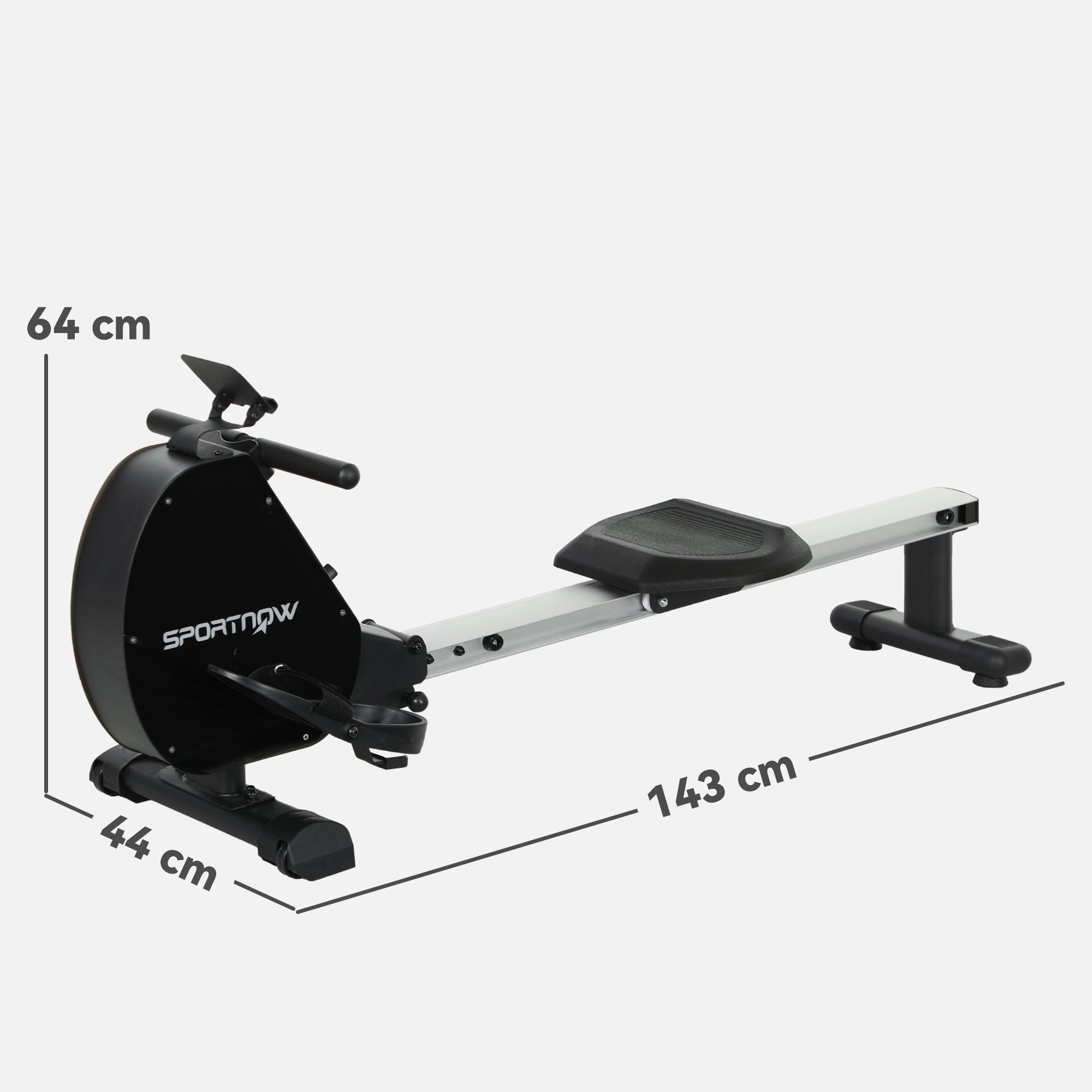 SPORTNOW Folding Magnetic Rowing Machine, with 16-Level Adjustable Resistance, Black