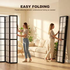 HOMCOM 4 Panel Folding Room Divider, Freestanding Room Separator, Indoor Privacy Screen for Living Room, Bedroom, Black
