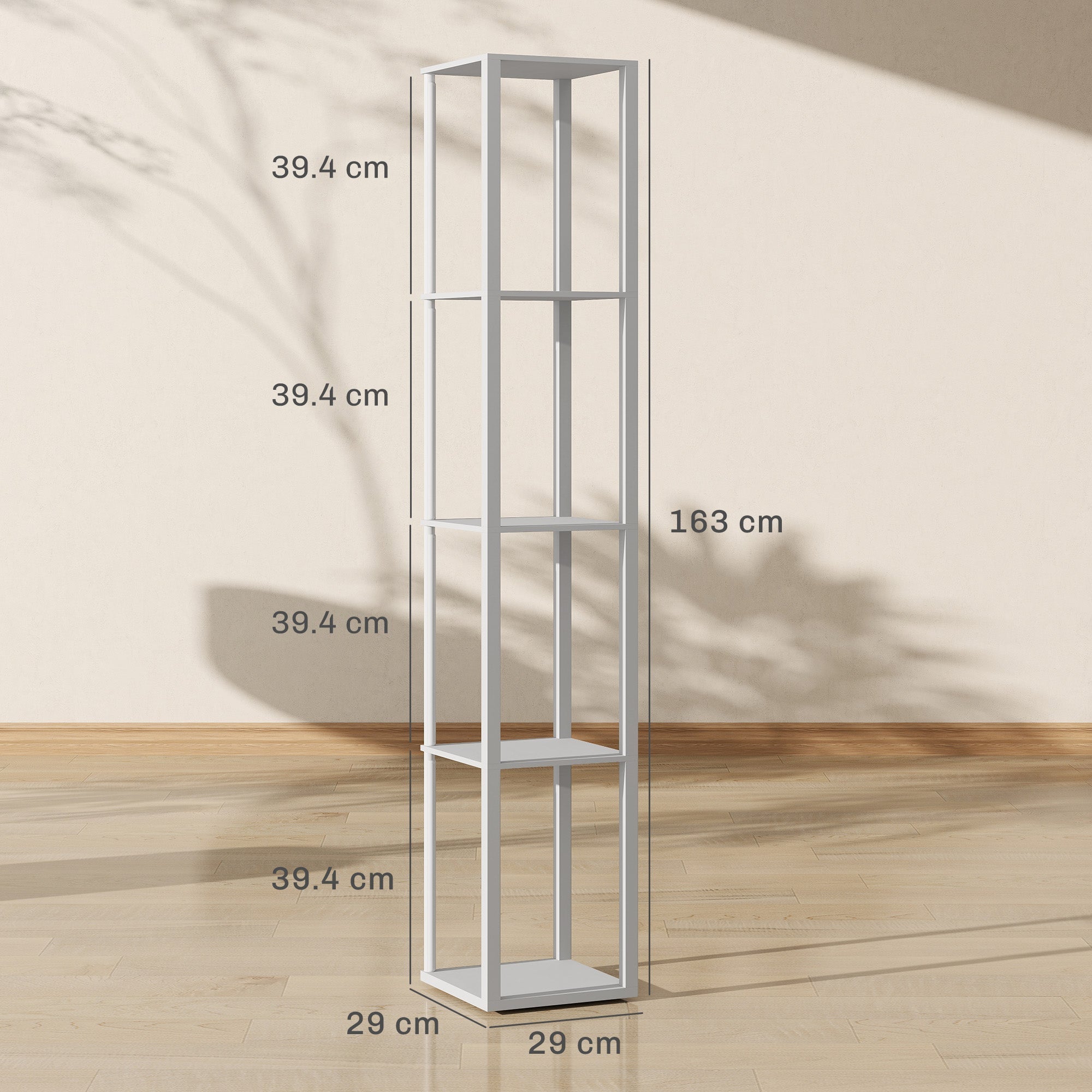 HOMCOM RGB LED Floor Lamp with Shelves, Modern Dimmable Standing Lamp with Remote Control, Adjustable Brightness & Speed for Living Room, Bedroom, Office, Grey