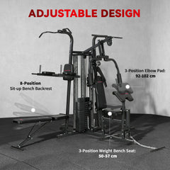 SPORTNOW All-in-One Home Gym Machine, Multifunctional Power Cage with 69 kg Weight Stack and Pulley System, Black