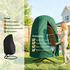 Outsunny 190 x Φ128cm Hanging Egg Chair Furniture Cover - Green