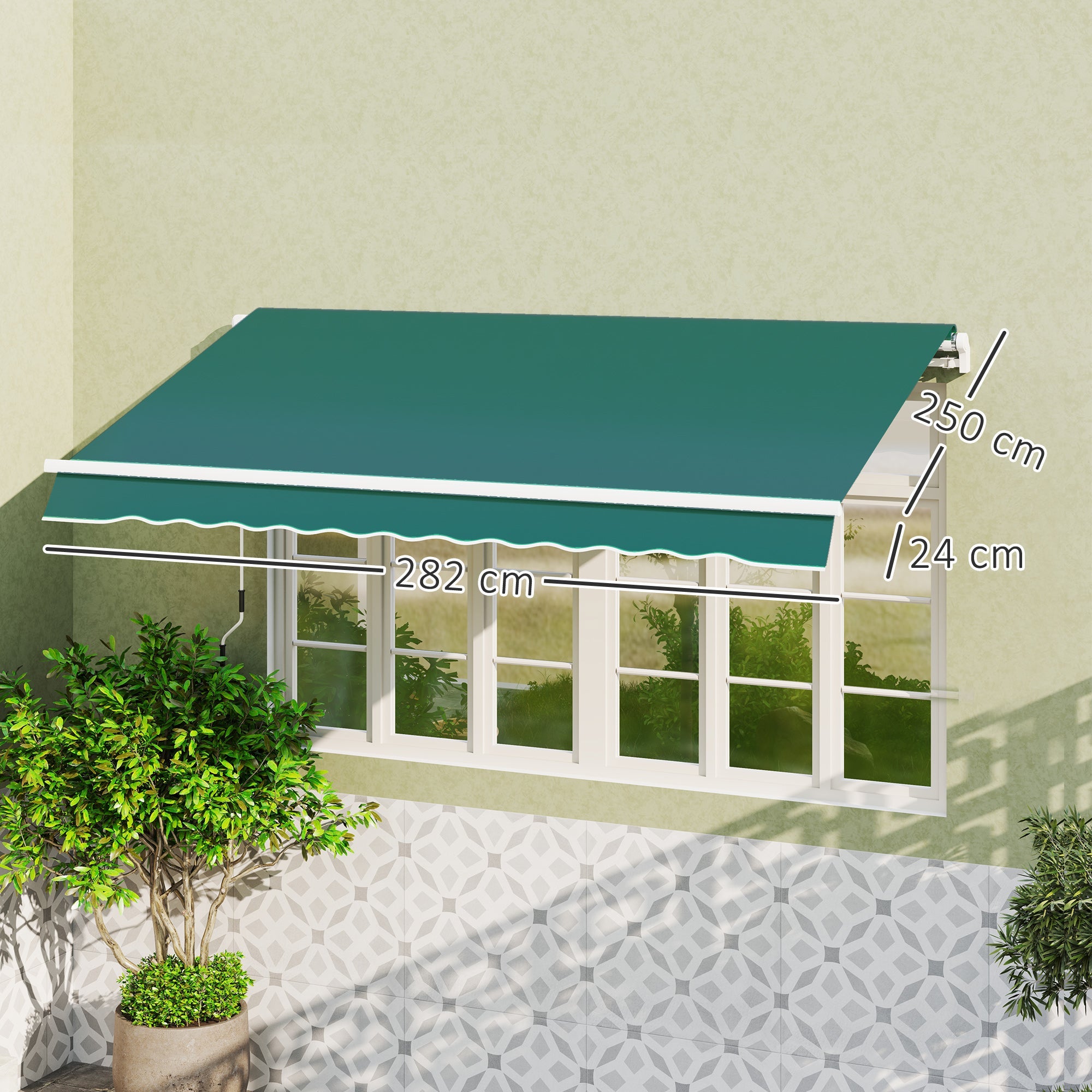 Outsunny Awning Replacement Canopy, Water Resistant UPF 50+ Sun Shade Cover for 3 x 2.5 m Garden Awning (Fabric Only), Green