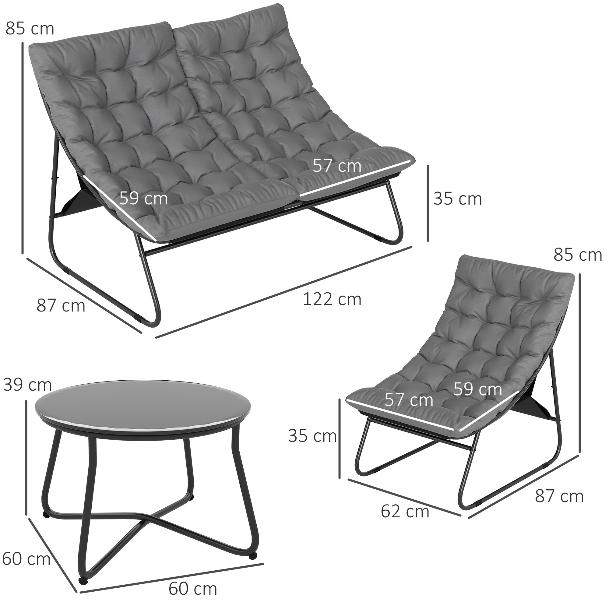 Outsunny Four-Piece Curved Seat Garden Sofa Set - Grey/Black