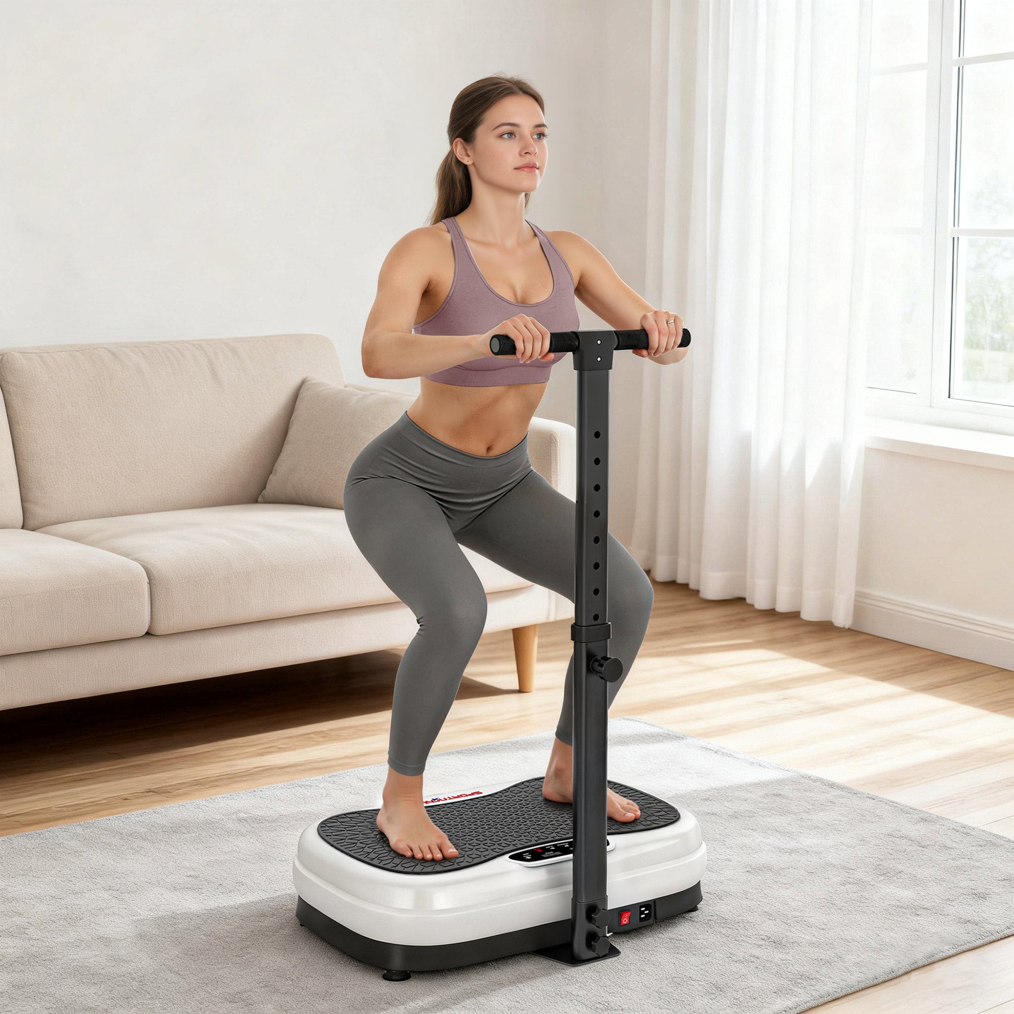 SPORTNOW Vibration Plate, with Adjustable/Removable Handle, Preset Modes, 50 Speeds