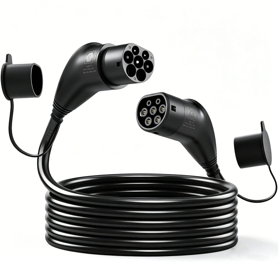 HOMCOM Type 2 EV Charging Cable, 7kW, 32A, Mode 3, 1-Phase, 10m Type 2 to Type 2 EV Extension Cable for EVs, PHEVs
