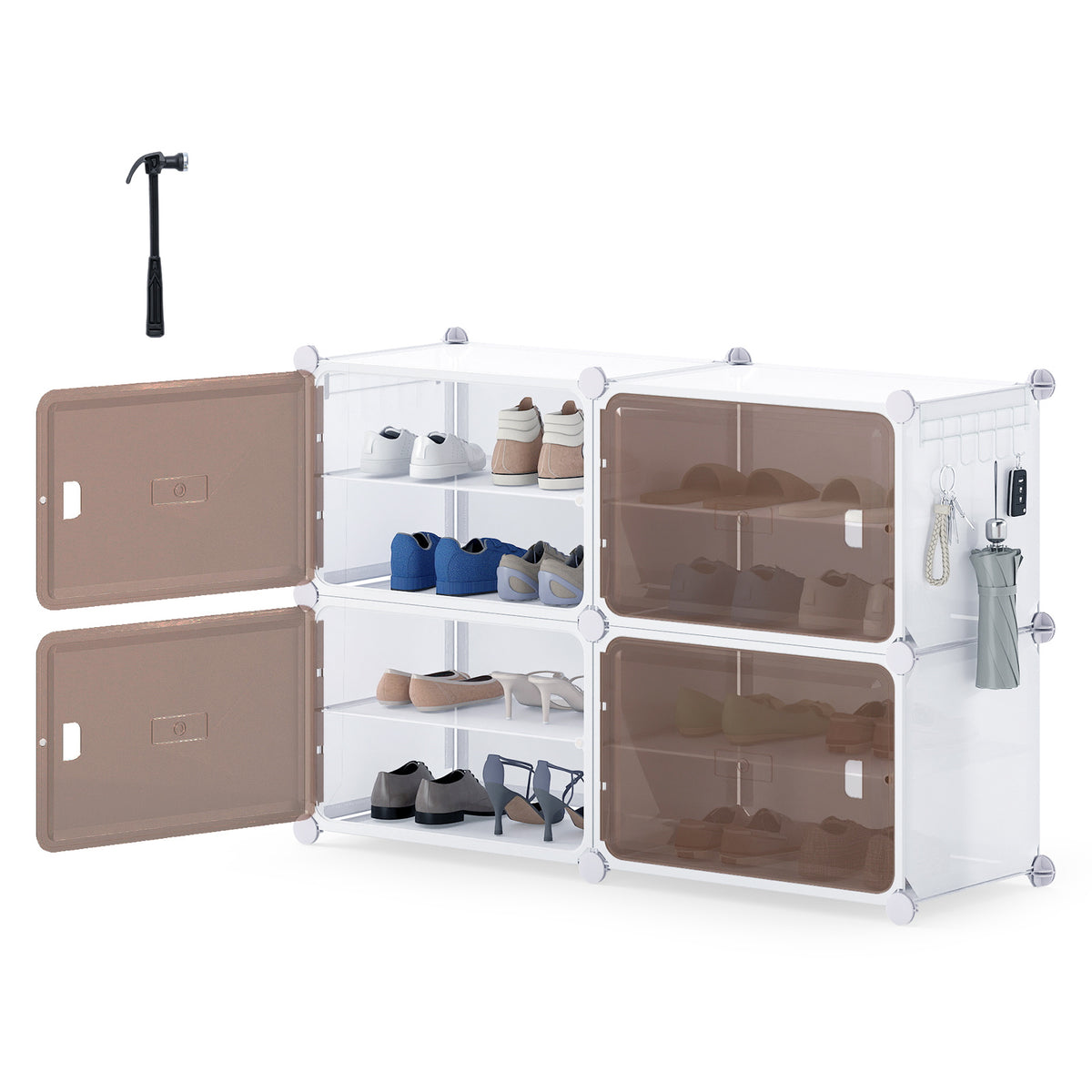 4/6/8/10 Tier Shoe Storage Cabinet with Removable Shelves-4-Tier