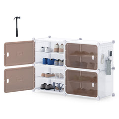 4/6/8/10 Tier Shoe Storage Cabinet with Removable Shelves-4-Tier