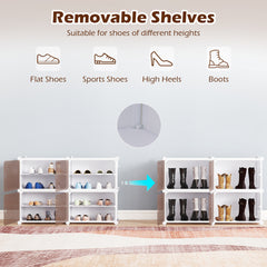 4/6/8/10 Tier Shoe Storage Cabinet with Removable Shelves-4-Tier