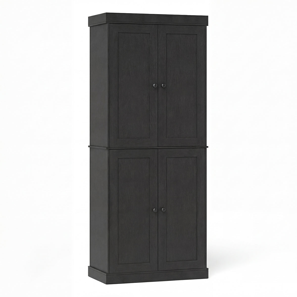 4-Door Modern Freestanding Storage Organizer with 2 Adjustable Shelves-Black