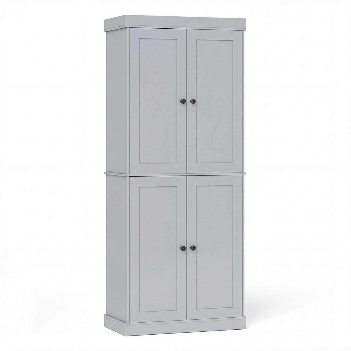 4-Door Modern Freestanding Storage Organizer with 2 Adjustable Shelves-Grey