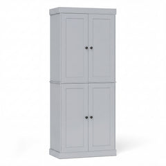 4-Door Modern Freestanding Storage Organizer with 2 Adjustable Shelves-Grey