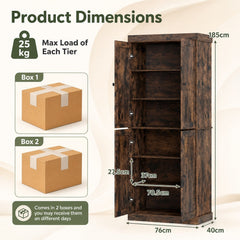 4-Door Modern Freestanding Storage Organizer with 2 Adjustable Shelves-Rustic Brown